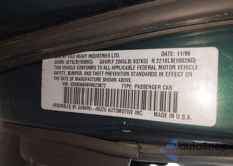 1997 Subaru Legacy Outback/Limited z USA, uszkodzony, nr VIN 4S3BG6859V6623872